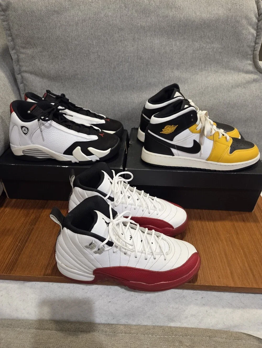 Nike Air Jordan Lot of 3 Pairs Youth Sneakers Size 6.5 (14 Retro/12 Retro/1 Mid)